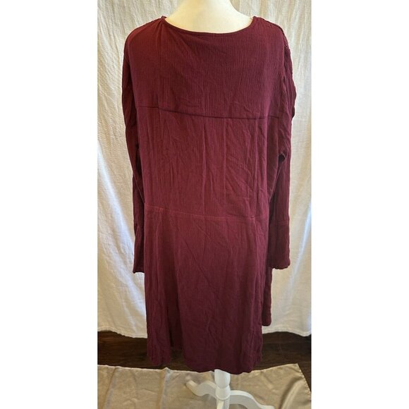 Women's Torrid Dress Chiffon Gauze Burgundy Wine Boho Crochet Size 2 Long Sleeve - Picture 8 of 13